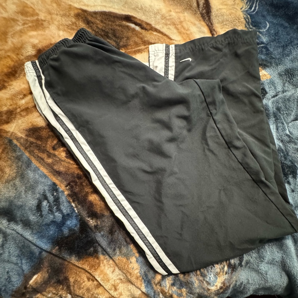 Black Track Pants with White Stripes